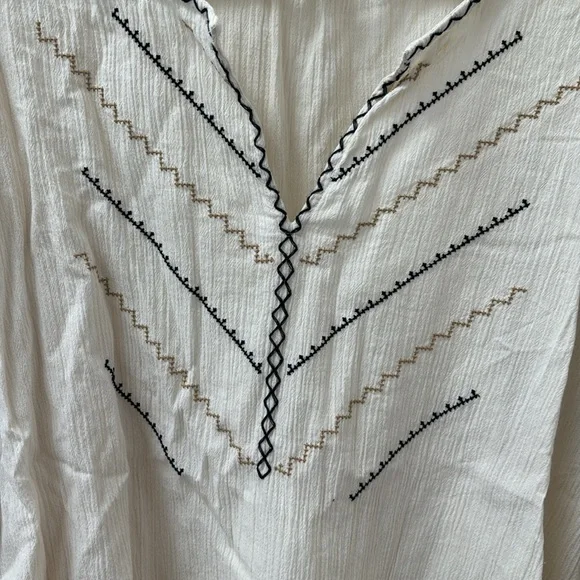 Madewell cream gauze long sleeve embroidered top, size M - Picture 4 of 6